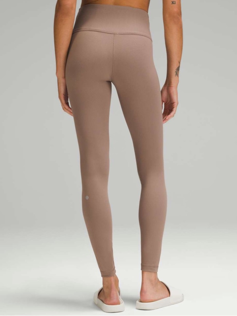 Lululemon Wunder Train High Rise Ribbed Leggings 28" Taupetastic Size 8 - Picture 2 of 11
